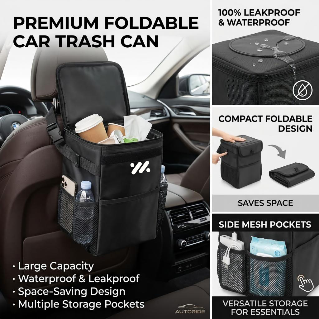 Waterproof Car Trash Can With Lid - Sac de rangement étanche pour corbeille