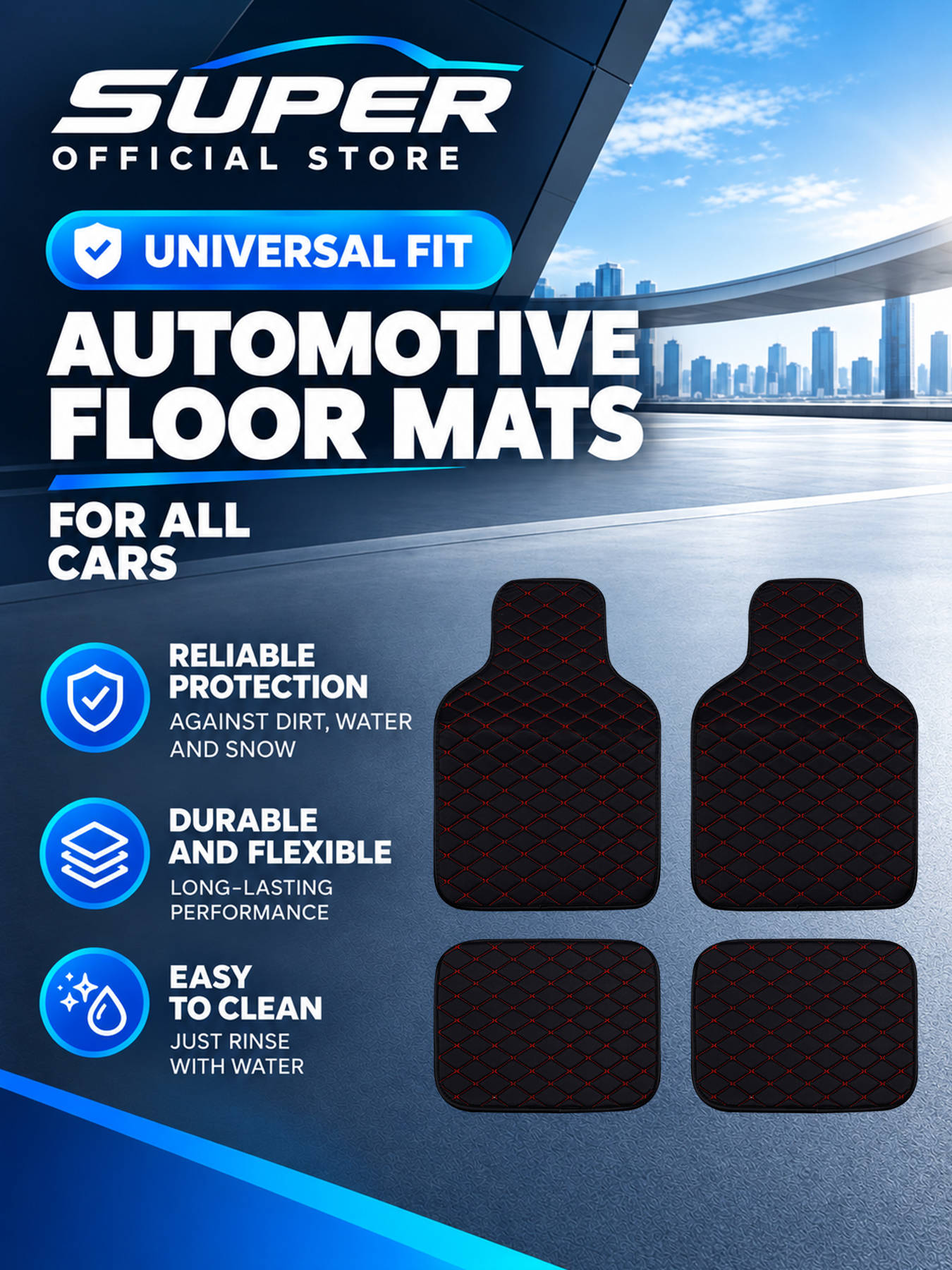 Car Floor Mats Universal Waterproof Leather - Ensemble complet de tapis de sol