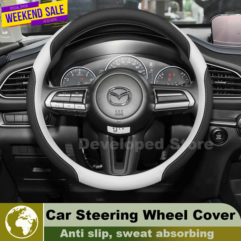 Housse de volant en cuir pour  - Car Steering Wheel Cover Anti Slip Breathable avis et prix