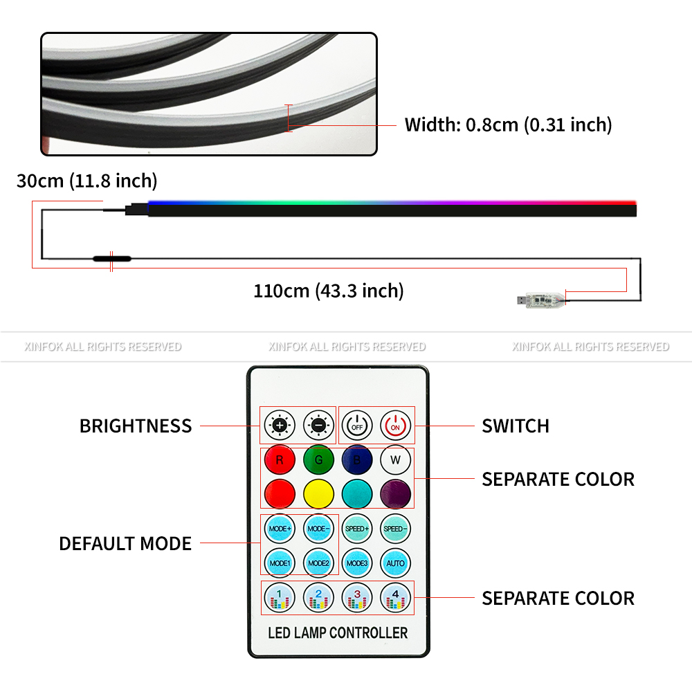 110cm APP télécommande Led voi - Led Ambient Interior Car Lights App Control avis et prix