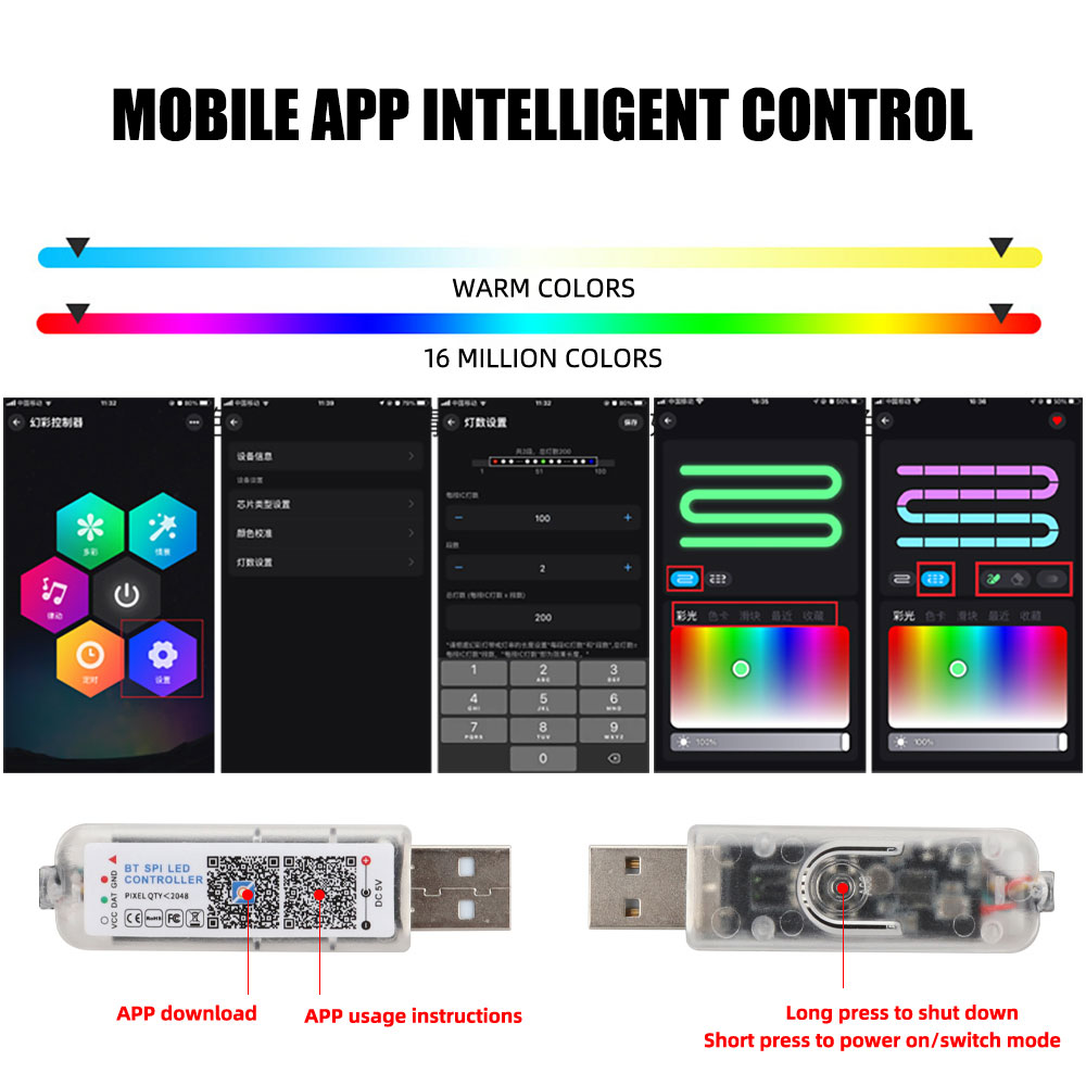 Bande lumineuse LED intérieure - Led Ambient Interior Car Lights App Control avis et prix