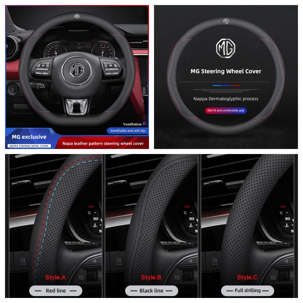 1 pièce de housse de volant de - Car Steering Wheel Cover Anti Slip Breathable avis et prix